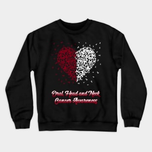 Burgundy White Heart Ribbon Oral Head And Neck Cancer Awareness Crewneck Sweatshirt